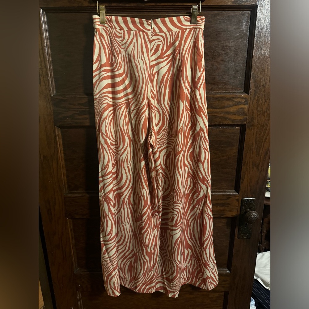 Hello Molly Red and White Zebra Print Pants, Size M, EUC